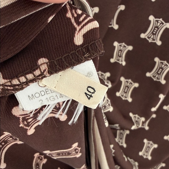 Celine Brown and Cream Trimoph Short Sleeve Top - Picture 4 of 4